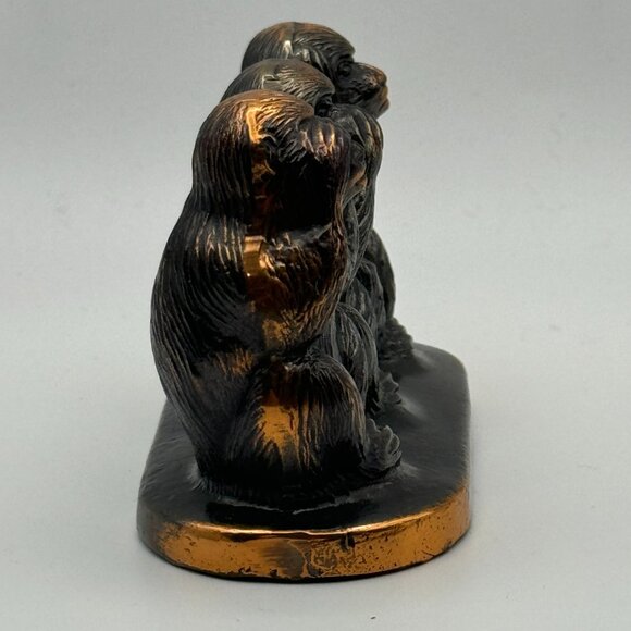 The Three wise monkeys Brass-Copper figurine Three wise monkeys Vintage Antique - Picture 5 of 7